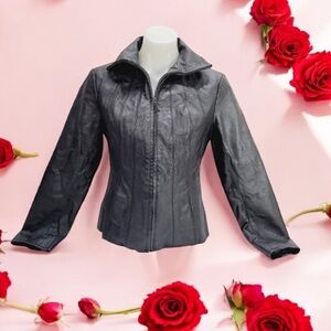 * East 5th petite medium genuine leather full zip  coat sparkle two pocket